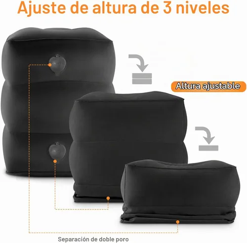 Vista 2 de Almohada reposapiés inflable Maliton para viaje Almohada de viaje para avión para vuelos de avión, Negro, Moderno
