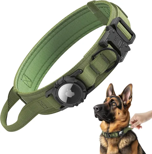Vista 9 de Collar de perro Airtag mejorado impermeable, ajustable, nailon para entrenamiento con GPS Collar de perro con soporte AirTag, asa de control
