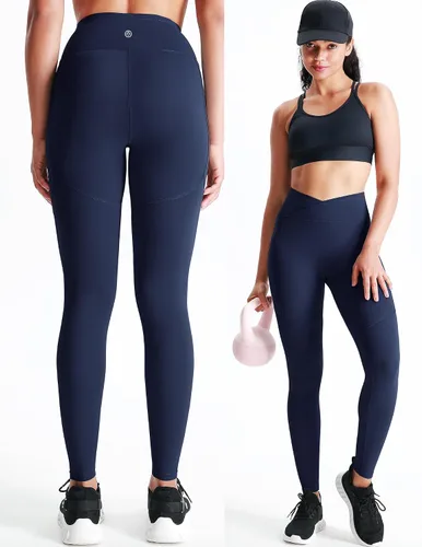 Vista 11 de Neleus calzas de yoga para mujer con bolsillo y cintura alta, para correr, con control de barriga