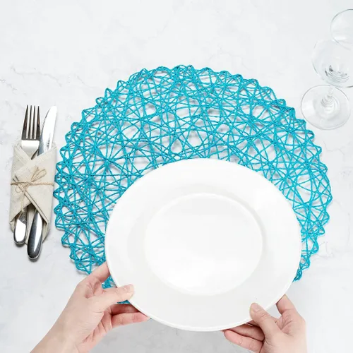 Vista 5 de Restaurantware Spinweave - Juego de 6 manteles individuales redondos para mesa de comedor de 15 pulgadas, manteles individuales circulares de papel