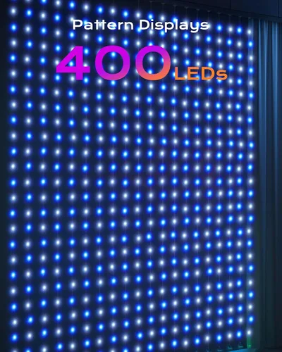 Vista 3 de Brightown 400 luces LED RGB inteligentes de cortina con control remoto, 6.6
