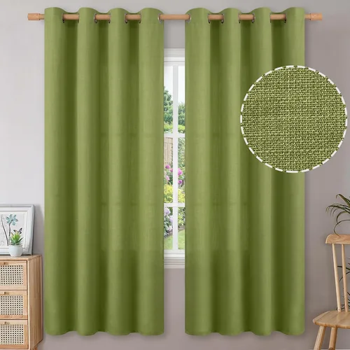 Vista 82 de BGment Cortinas de Lino Beige de 63 Pulgadas de Largo 2 Paneles - Tratamientos para Ventanas con Textura de Arpillera Filtrantes de Luz Cortinas