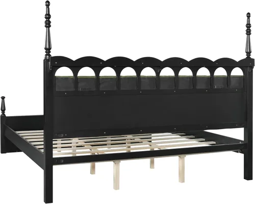 Vista 10 de Christopher Knight Home Chagi - Marco de cama tamaño King con almacenamiento, marco de cama y cabecera de plataforma King vintage, soporte