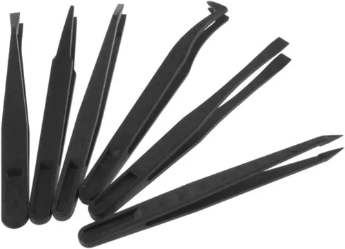 Vista 4 de FEITA Kit de pinzas de plástico de precisión, juego de pinzas antiestáticas de plástico, herramienta de reparación de bricolaje, herramienta de negro