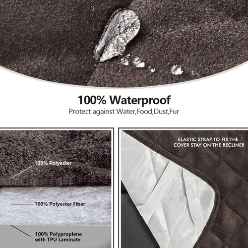 Vista 4 de STONECREST - Funda impermeable para silla reclinable, funda de microgamuza para mascotas, funda reclinable que se mantiene en su lugar