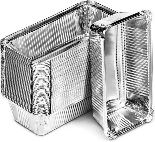 Vista 13 de DecorRack - Bandeja rectangular de aluminio desechable con tapa plana, resistente, de 2.25 libras, ideales para recalentar, hornear, asar 14