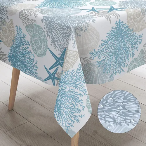 Vista 10 de Mantel redondo náutico costero de 60 pulgadas – Mantel con estampado de océano de playa, impermeable, resistente a las manchas, sin arrugas