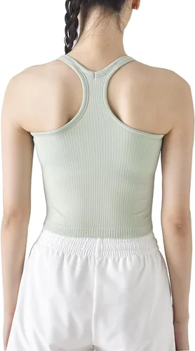 Vista 36 de sphinx cat - Camiseta corta de entrenamiento para mujer, camiseta sin mangas, acanalada, con espalda cruzada y brasier integrado