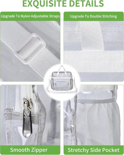 Vista 91 de MAY TREE Bolsa transparente para eventos en estadios de 12 x 6 x 12 pulgadas, bolsa de almuerzo transparente con correas reforzadas para trabajo
