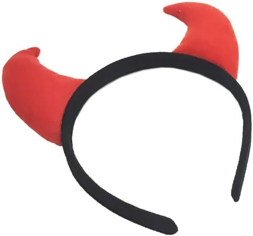 Vista 2 de Diadema de cuernos de diablo, diadema de cuernos de diablo de Halloween, accesorios de disfraz de cosplay