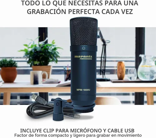 Vista 5 de Marantz Professional MPM-1000U - Micrófono de condensador USB para juegos, streaming y podcasting - Interfaz de audio incorporada, soporte