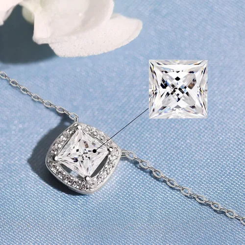 Vista 7 de HMJ Moissanite Diamond Necklace for Women,1Carat White Gold Moissanite Drop Pendant Necklace,Silver Women Moissanite Jewelry Birthday Gift for Wife
