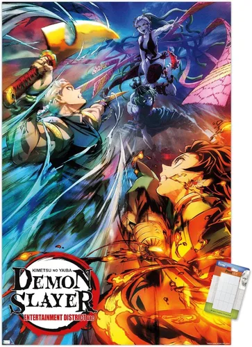Vista 17 de Trends International Demon Slayer - Póster de pared Key Visual 2, 22.375 x 34 pulgadas, versión enmarcada de madera de granero Versión enmarcada