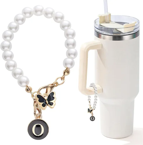 Vista 77 de Encanto de letra para Copa Stanley, accesorios de cadena de perlas, encantos de iniciales de Copa Stanley para asa, decoración de botella de agua