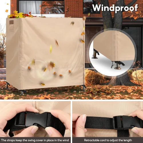 Vista 6 de Fundas para Columpios de Exterior para Columpio de Patio de 2 Asientos, 65" L x 50" P x 66" A, Funda para Columpio de 2 Asientos Impermeable, Funda