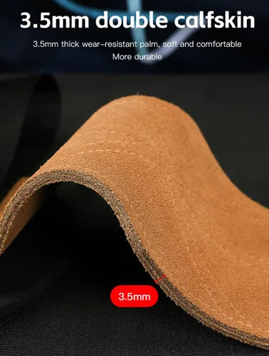 Vista 3 de Guantes de cuero para levantamiento de pesas, correas de muñeca para levantamiento de pesas, correas de levantamiento de pesas ajustables, agarre