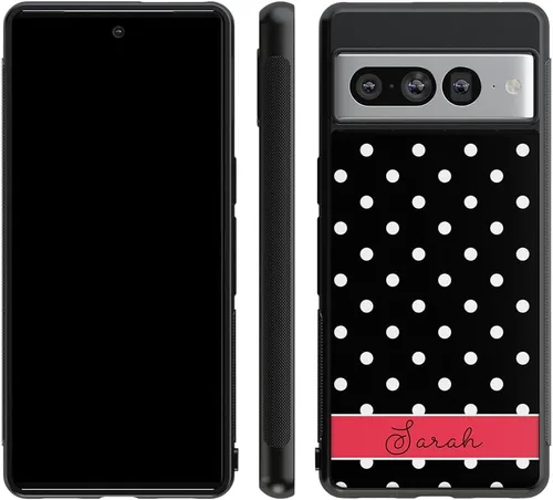 Vista 5 de Funda de goma negra personalizada con lunares para teléfono compatible con Google Pixel 10, 10 Pro, 10 Pro XL, 9a, 9 Pro, Pixel 9, Pixel 9 Pro XL