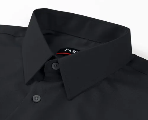 Vista 4 de FAHIZO Camisa de vestir de manga corta para hombre, ajuste regular, casual, de negocios, elástica, con botones, con bolsillo