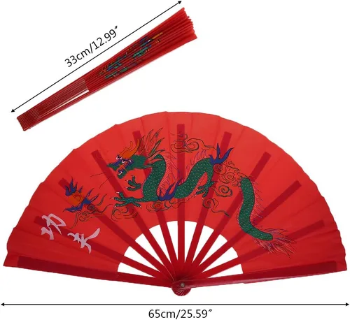 Vista 2 de Forgun Ventilador chino de Kung Fu Tai Chi Artes Marciales Dragón Fénix Plástico Abanicos Plegables Arte Danza Regalo