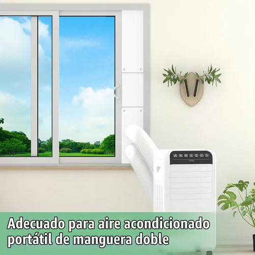 Vista 8 de Kit de sellado de ventana de aire acondicionado portátil de doble manguera, kit de ventilación de ventana ajustable de 5 pulgadas de diámetro