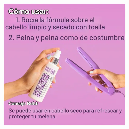 Vista 7 de Spray protector de calor formulado para cabello rubio, platino, ceniza y plata/gris. Fórmula profesional de protección térmica que minimiza