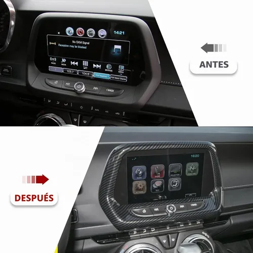 Vista 4 de RT-TCZ Cubierta de marco de panel de pantalla grande para GPS de navegación, accesorios interiores de fibra de carbono para Chevrolet Camaro 2017