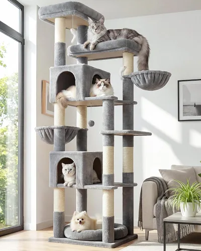 Vista 11 de Globlazer Árbol para gatos resistente, árbol para gatos extra grande de 81 pulgadas para gatos de interior y adultos, torre resistente para gatos