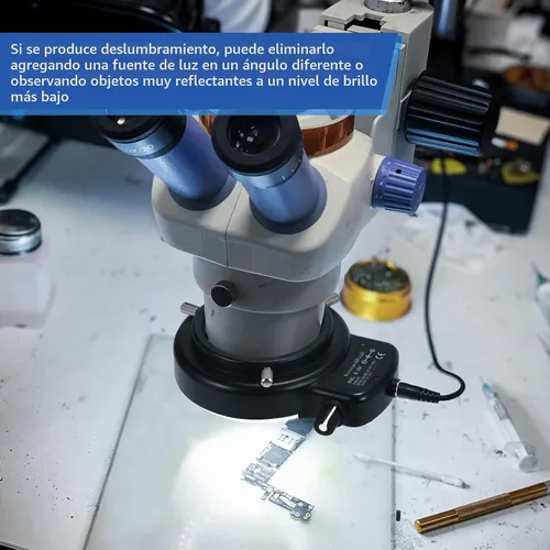 Vista 4 de Annhua Iluminación ajustable de luz de microscopio de anillo LED de 144, lámpara de microscopio Fuente de luz LED para microscopios estéreo de Negro
