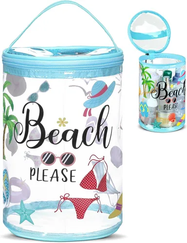 Vista 10 de Sanwuta - Neceser de regalos de playa, resistente, transparente, para loción, bolsas de aseo para viajes, protector solar, maquillaje, estuche