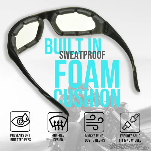 Vista 6 de Bikershades Gafas de sol de motocicleta acolchadas de espuma PETITE para mujeres niñas y niños