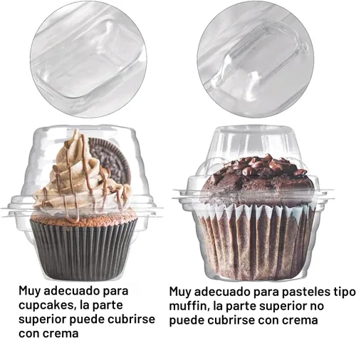 Vista 4 de NPLUX Paquete de 25 recipientes individuales para cupcakes, cajas de plástico para cupcakes, soportes apilables para cupcakes