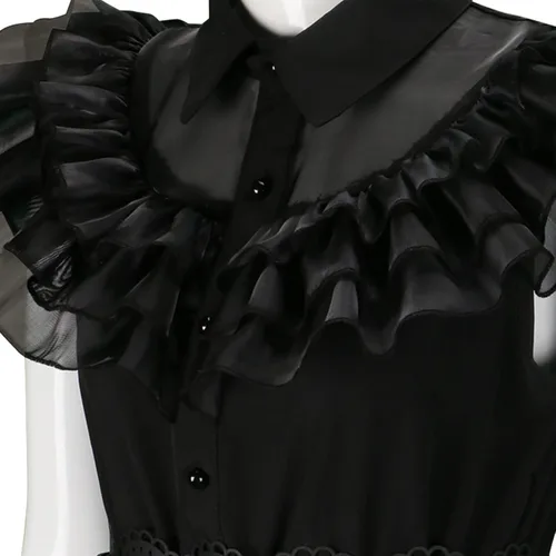 Vista 4 de Digfar Disfraz de miércoles para niñas, vestido familiar, trajes de cosplay para niños