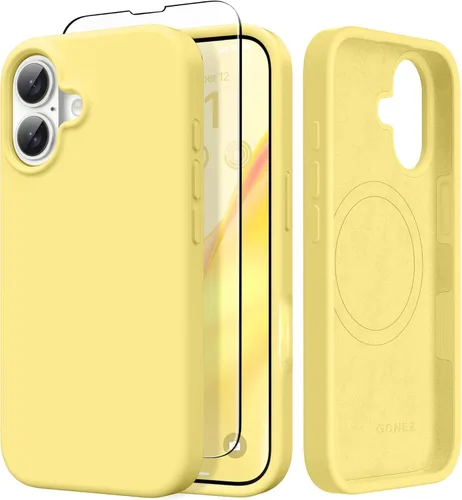 Vista 248 de GONEZ Funda magnética para iPhone 14, compatible con Magsafe, con protector de pantalla + protector de cámara, forro de microfibra antiarañazos