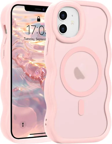Vista 53 de Pepmune - Funda para iPhone 12 Pro Max con marco ondulado y estructura rígida, color mate claro, cubierta trasera unisex, compatible con Magsafe