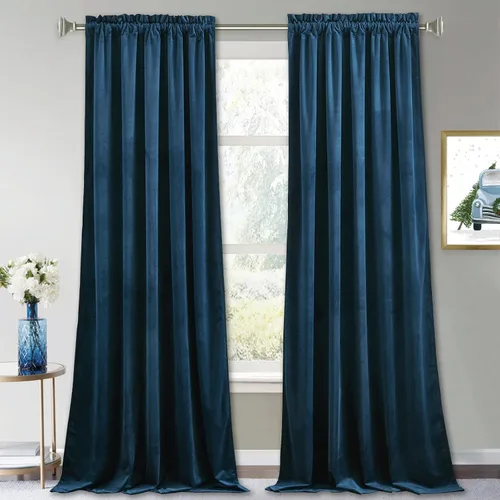 Vista 94 de RYB HOME Cortinas opacas de terciopelo para dormitorio, aislamiento térmico, privacidad, luz solar, bloqueo de calor, cortinas lujosas con bolsillo