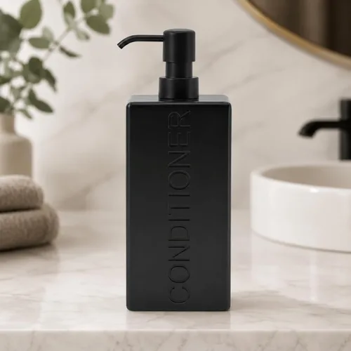 Vista 24 de Dispensador rectangular de resina para baño, champú y acondicionador de baño, botella de lavado corporal, diseño moderno de bomba recargable Gris