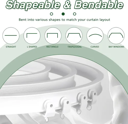 Vista 2 de XCK Riel de cortina flexible para techo, montable, cortable, 10 pies, curvado, recortable, riel flexible para cortinas de techo, plegable, riel