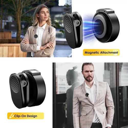 Vista 4 de WAVLINK Micrófono Lavalier inalámbrico para iPhone Vlog, sistema de micrófono dual con solapa con clip y entrada Lightning y 42 horas, micrófono