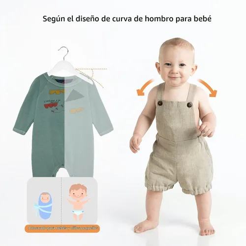 Vista 5 de Nature Smile Perchas de madera con muescas y gancho cromado antioxidante, paquete de 10 unidades (blanco)