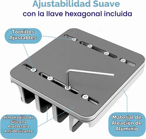 Vista 5 de Soporte ajustable para laptop, 5 ranuras, ahorro de espacio de aluminio, para Apple MacBook/Surface/Galaxy/Tablet/iPad/iPhone, plateado