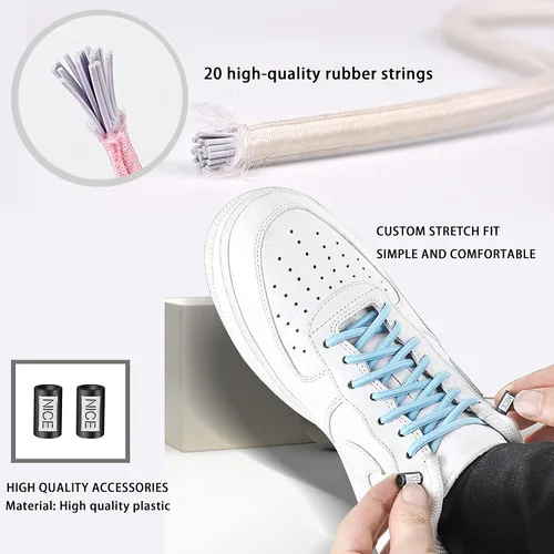 Vista 4 de Cordones elásticos sin ataduras para zapatos de niños y adultos, cordones elásticos para zapatos deportivos