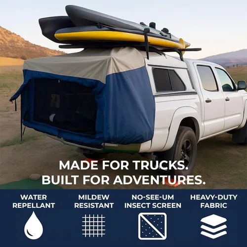 Vista 3 de DAC DA2 Tienda de campaña de tamaño completo para caja de camioneta con tapa - Compatible con Ford F-150, Chevy Silverado, Toyota Tundra, Tacoma