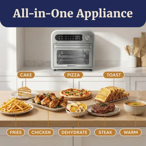Vista 6 de Elite Gourmet EAF1010D Horno programable de encimera de convección con freidora de aire de 10 L, 8 ajustes de menú, controles de temperatura +