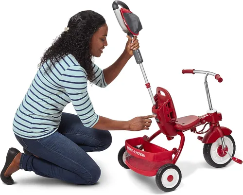 Vista 10 de Radio Flyer Deluxe EZ Fold Stroll 'N Trike - Triciclo 4 en 1, color rojo