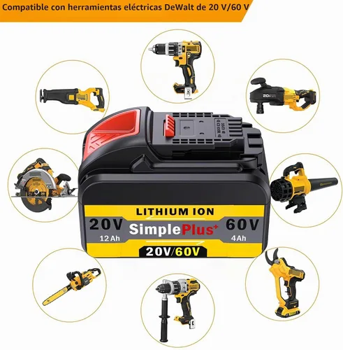 Vista 6 de DCB612 - Batería de repuesto de 12000 mAh para DeWalt 20V/60V MAX Batería compatible con DeWalt 20V 60V Power Tools and Chargers (1, genérico)