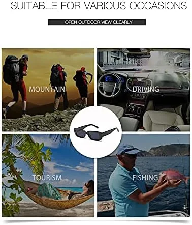 Vista 7 de QIFANDI UV400 - Gafas de sol estilo retro, ovaladas y gruesas, con marco grueso