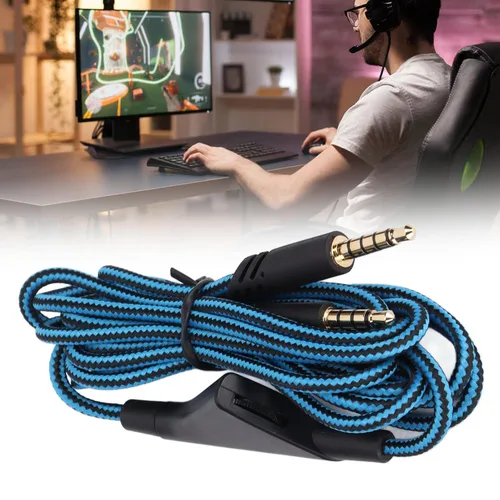 Vista 3 de Cable de audio de repuesto para auriculares para juegos, cable de control de volumen en línea y sin cable de control de silencio en línea