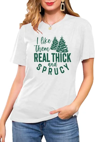 Vista 2 de Camiseta de manga corta con texto en inglés "I Like Them Real Thick and Sprucy