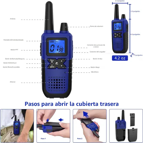 Vista 6 de Topsung 6 Walkie Talkies for Adults Long Range Rechargeable with NOAA Alert