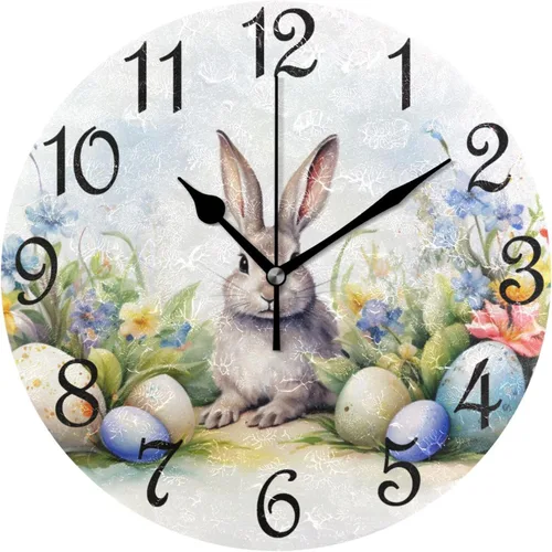 Vista 12 de Reloj de pared rústico retro con puerta de granero de madera, marrón, azul, funciona con pilas, silencioso, sin tictac, 10 pulgadas, reloj de mesa